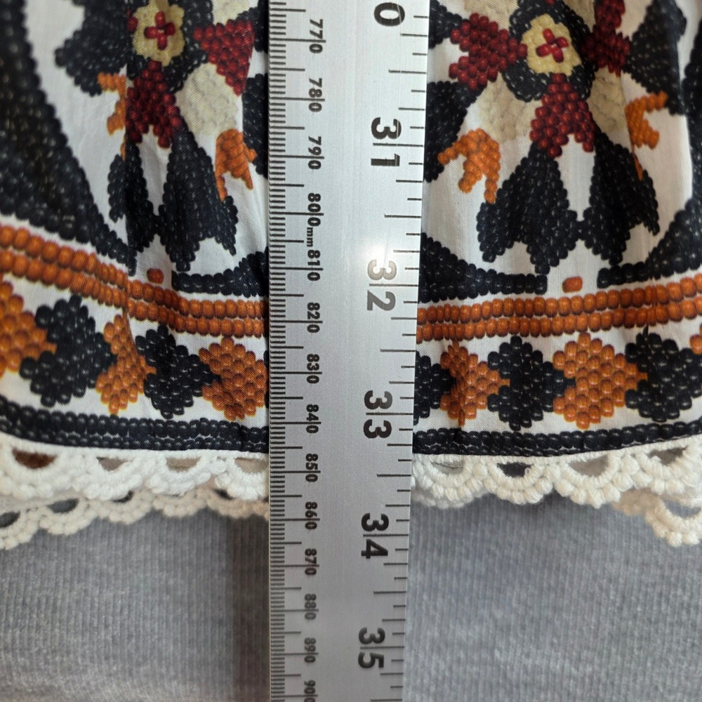 Farm Rio Mini Dress Womens Large Off White Multi Boho Tapestry Beaded Belt - Picture 10 of 12